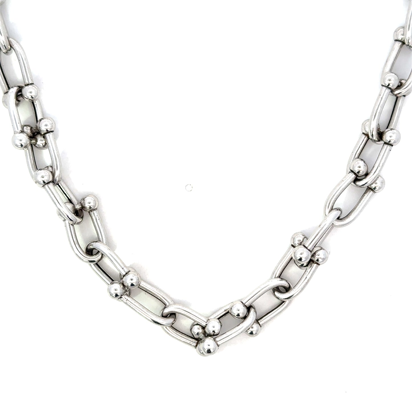 Unoxidized Sterling Silver Jax Link Bead Necklace