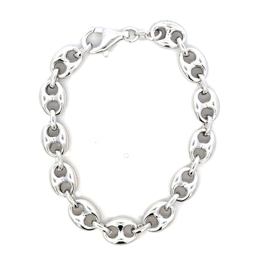 Unoxidized Sterling Silver 7.8mm Lite Puffed Mariner Bracelet