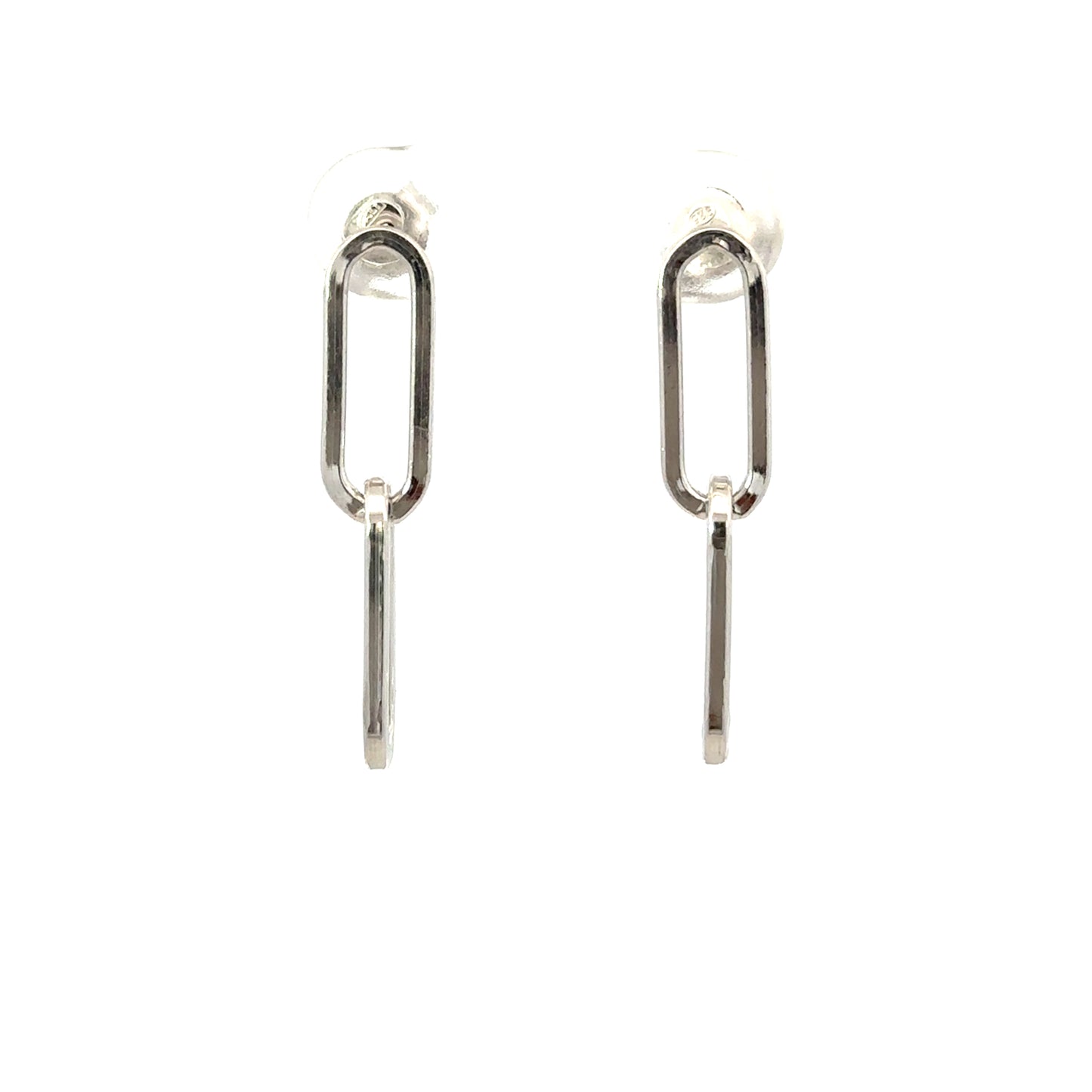 Unoxidized Sterling Silver Two Link Paperclip Dangle Earring