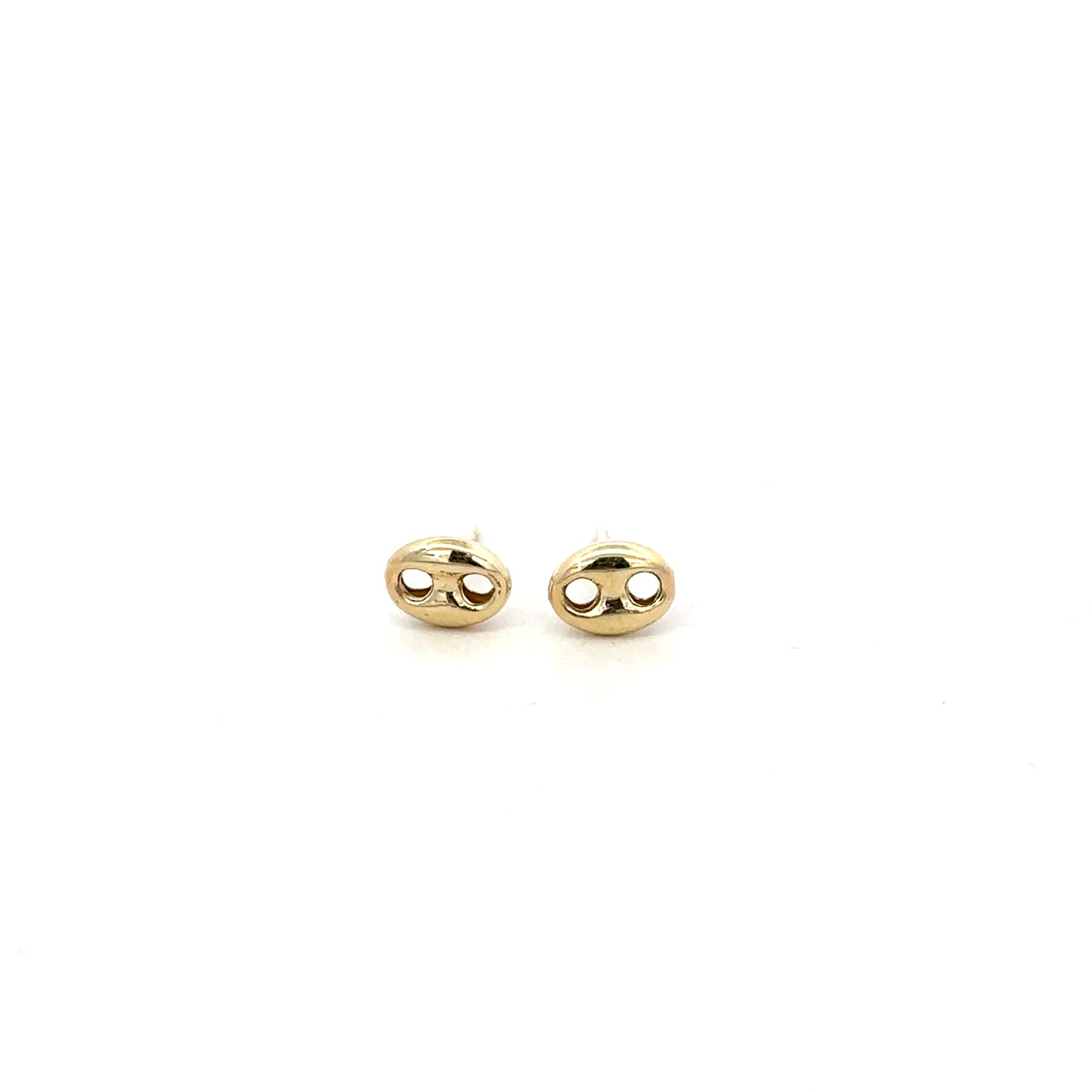 Yellow Gold Mariner Link Button Earrings