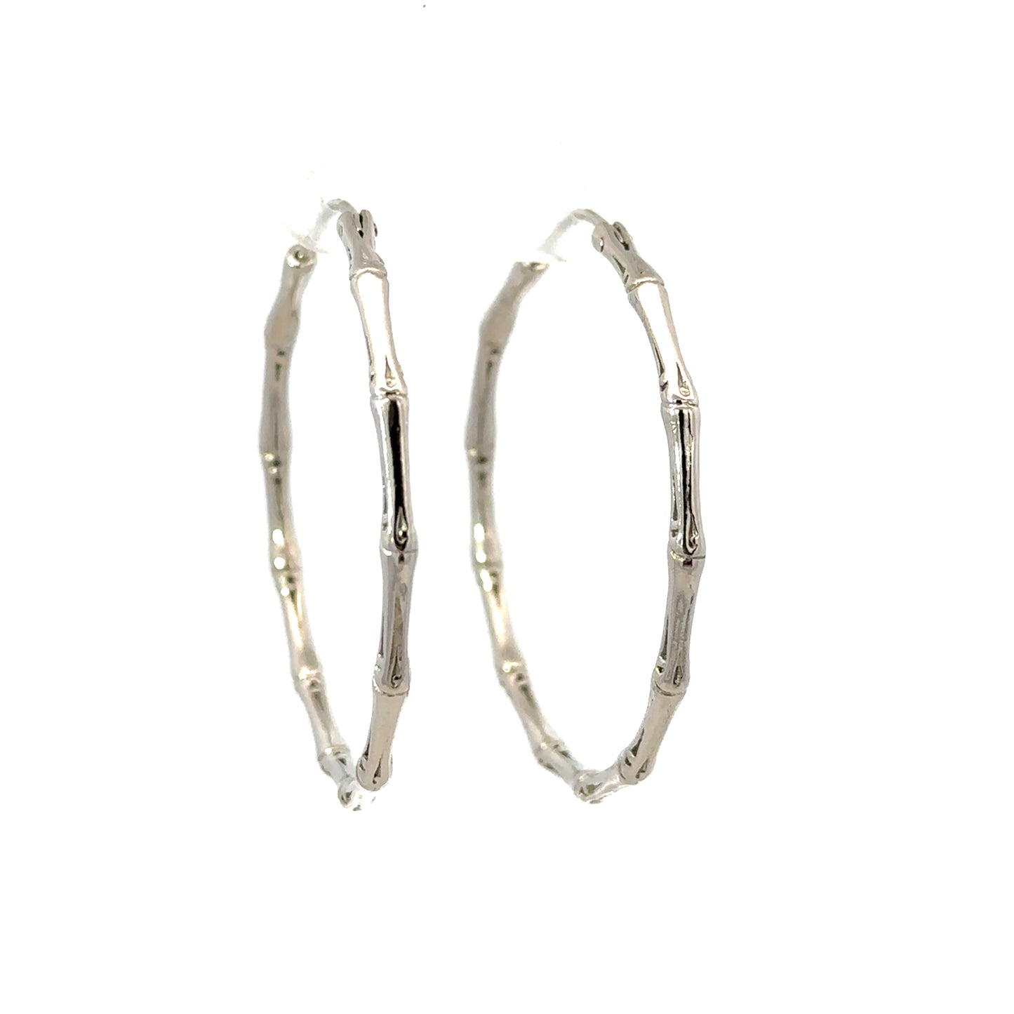 Unoxidized Sterling Silver Bamboo Hoops