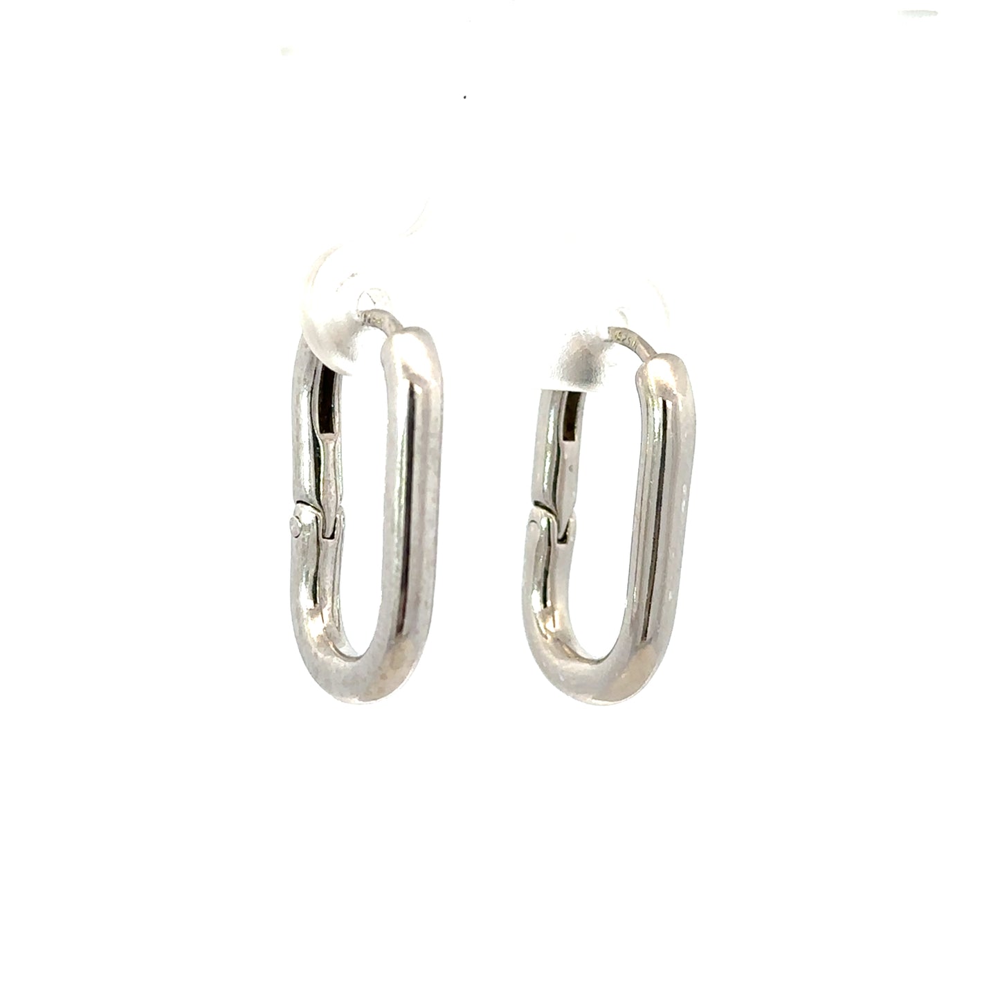 Unoxidized Sterling Silver Oval Snap Hoops