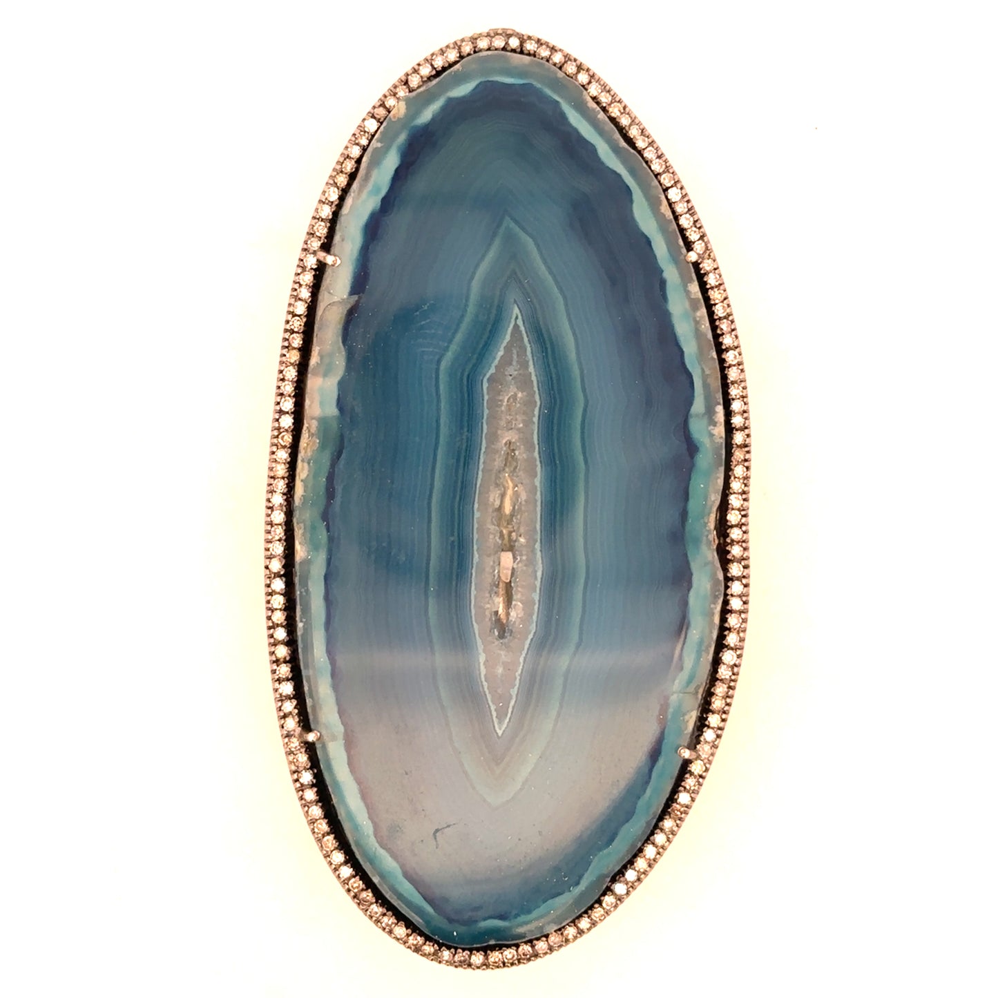 Large Oval Shaped Blue Agate Bolo Tie