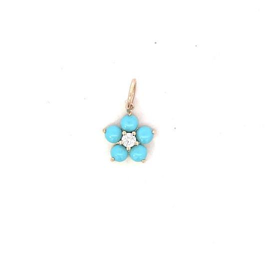 Yellow Gold Turquoise Flower Pendant