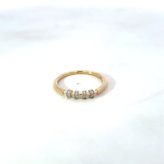 Yellow Gold Band with 4 White Gold Diamond Roundels