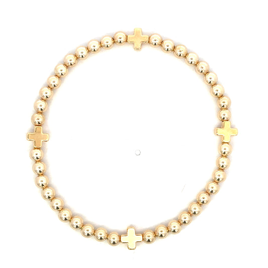 Gold Filled Bead Bracelet with GF Cross Charms