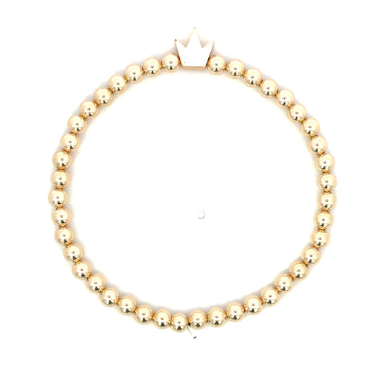 4mm GF Bead Bracelet with GF Crown Charm