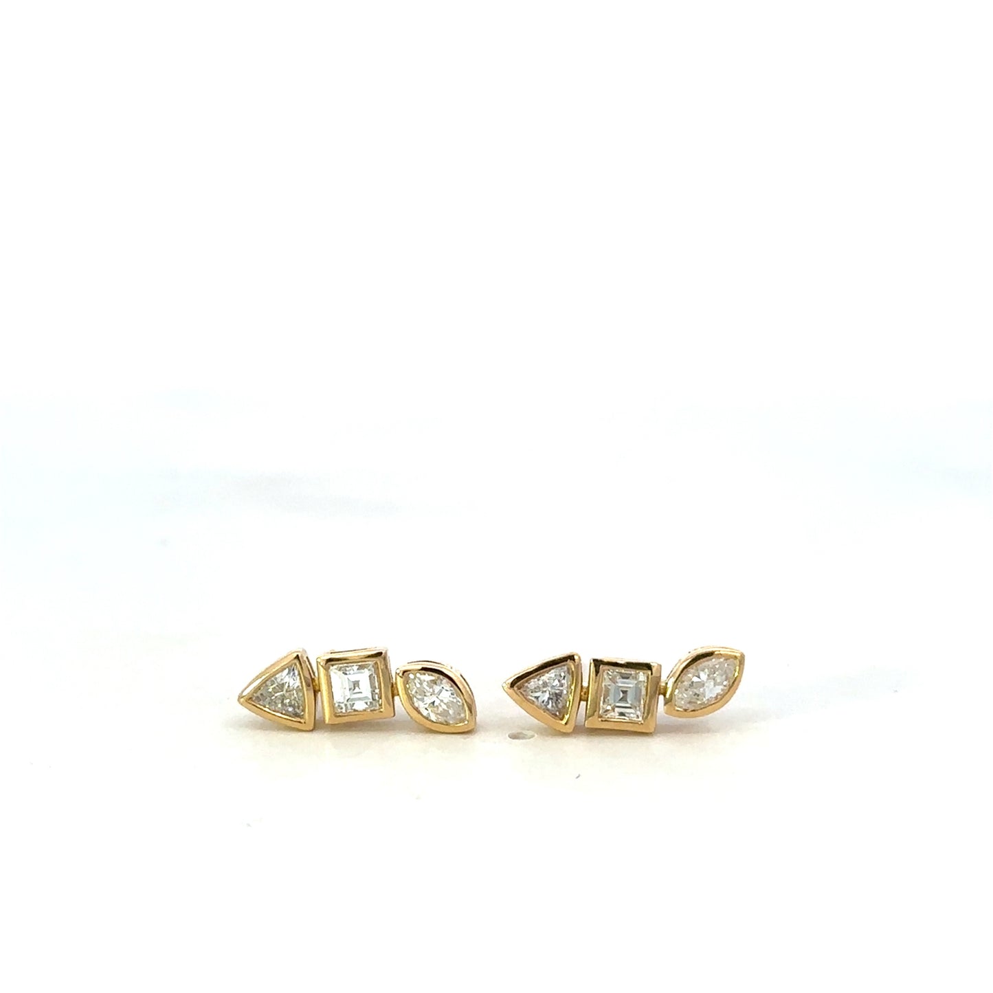 18k Trillion, Square, and Marquis Diamond Climber Studs