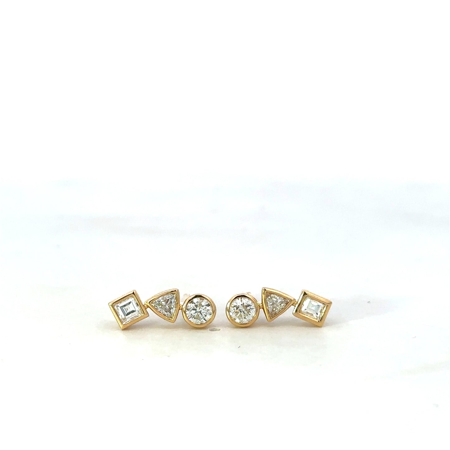 18k Round, Trillion, and Square Diamond Climber Studs