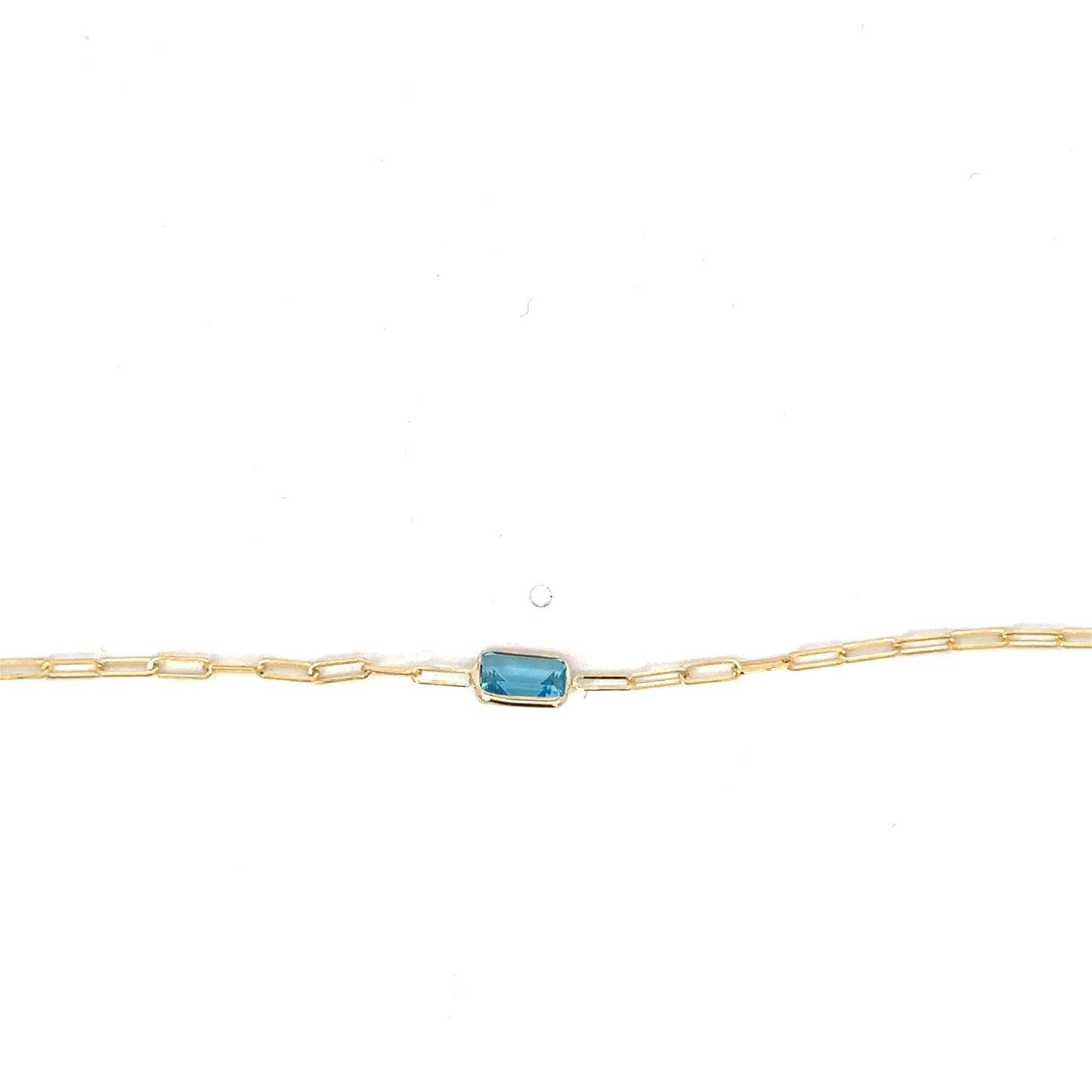 Yellow Gold Paper Clip Bracelet with Rectangle Gemstone