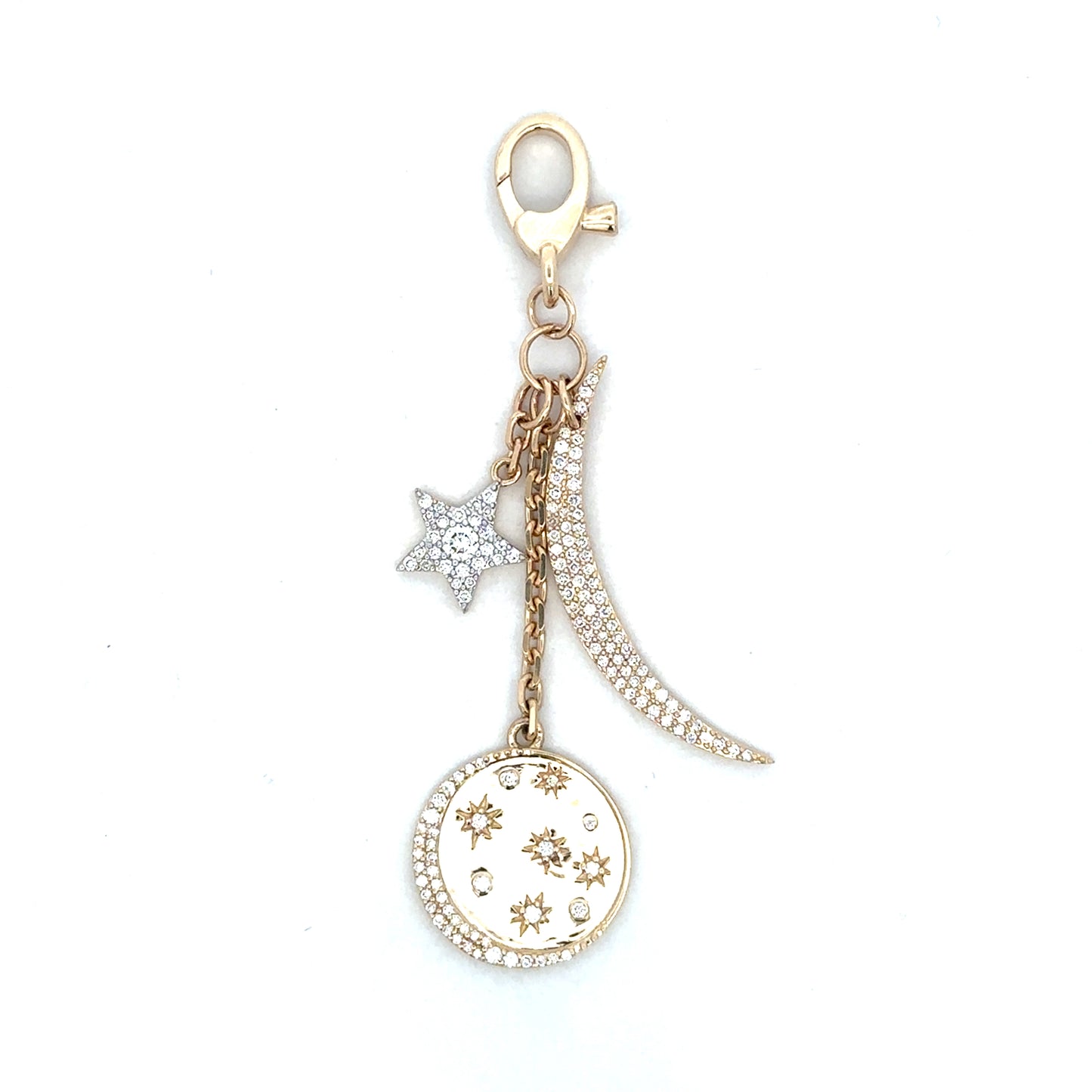 Yellow Gold Triple Charm Celestial Pendant