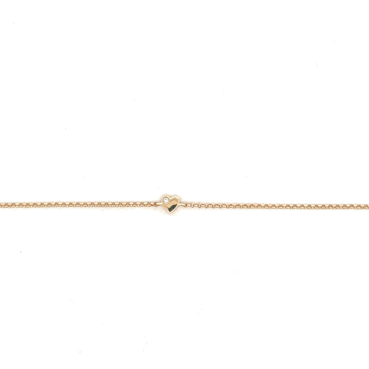 Yellow Gold Tiny Heart Bracelet with Diamond