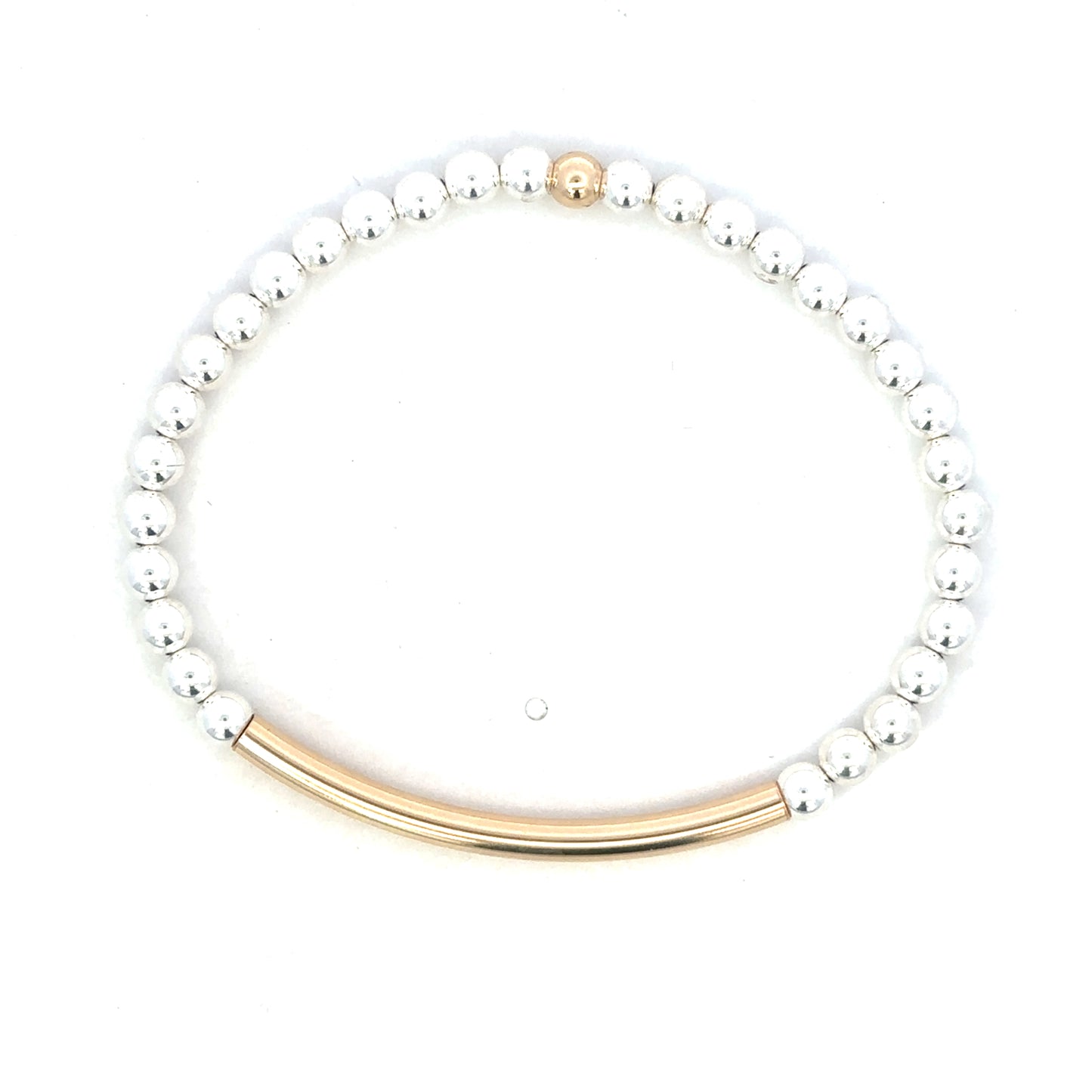 Sterling 4mm Bead Bracelet with Gold Tone Bar