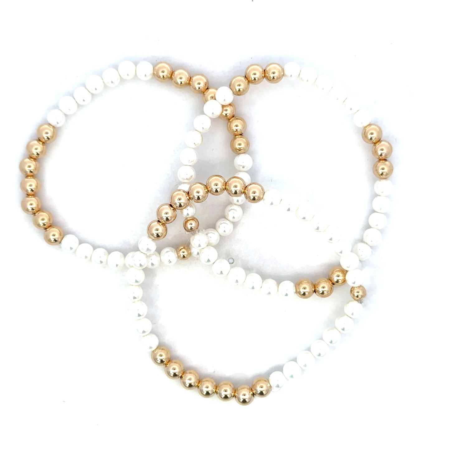 Pearl and Gold Filled Bead Bracelet