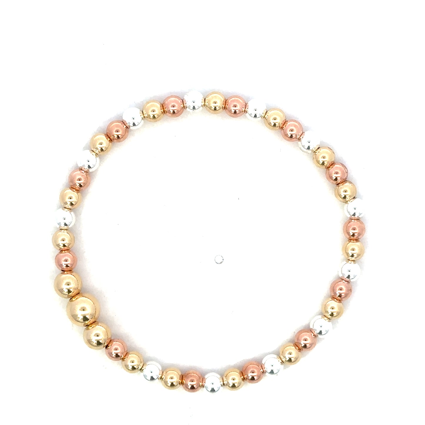 Tri Color Multi Sized Gold Filled Bead Bracelet