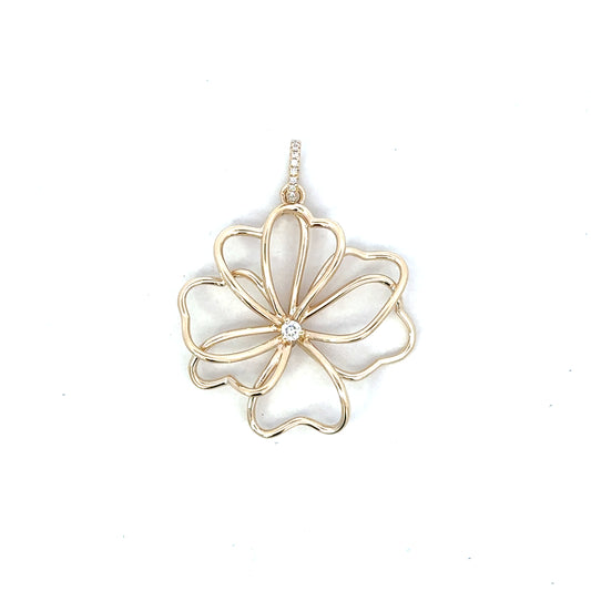 Yellow Gold 7 Petal Open Flower Pendant