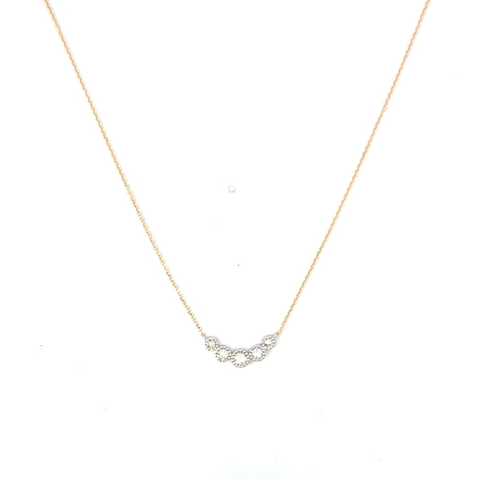 Unoxidized Sterling and YG 5 Bezeled Milgrain Diamond Necklace