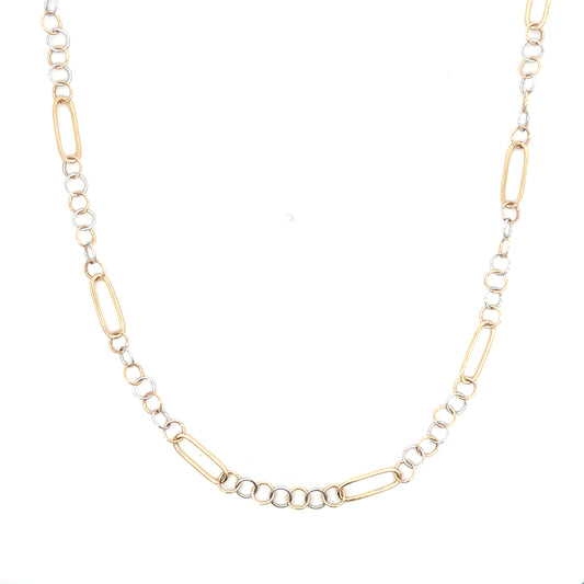 White and Yellow Gold Oval Vintage Link Necklace