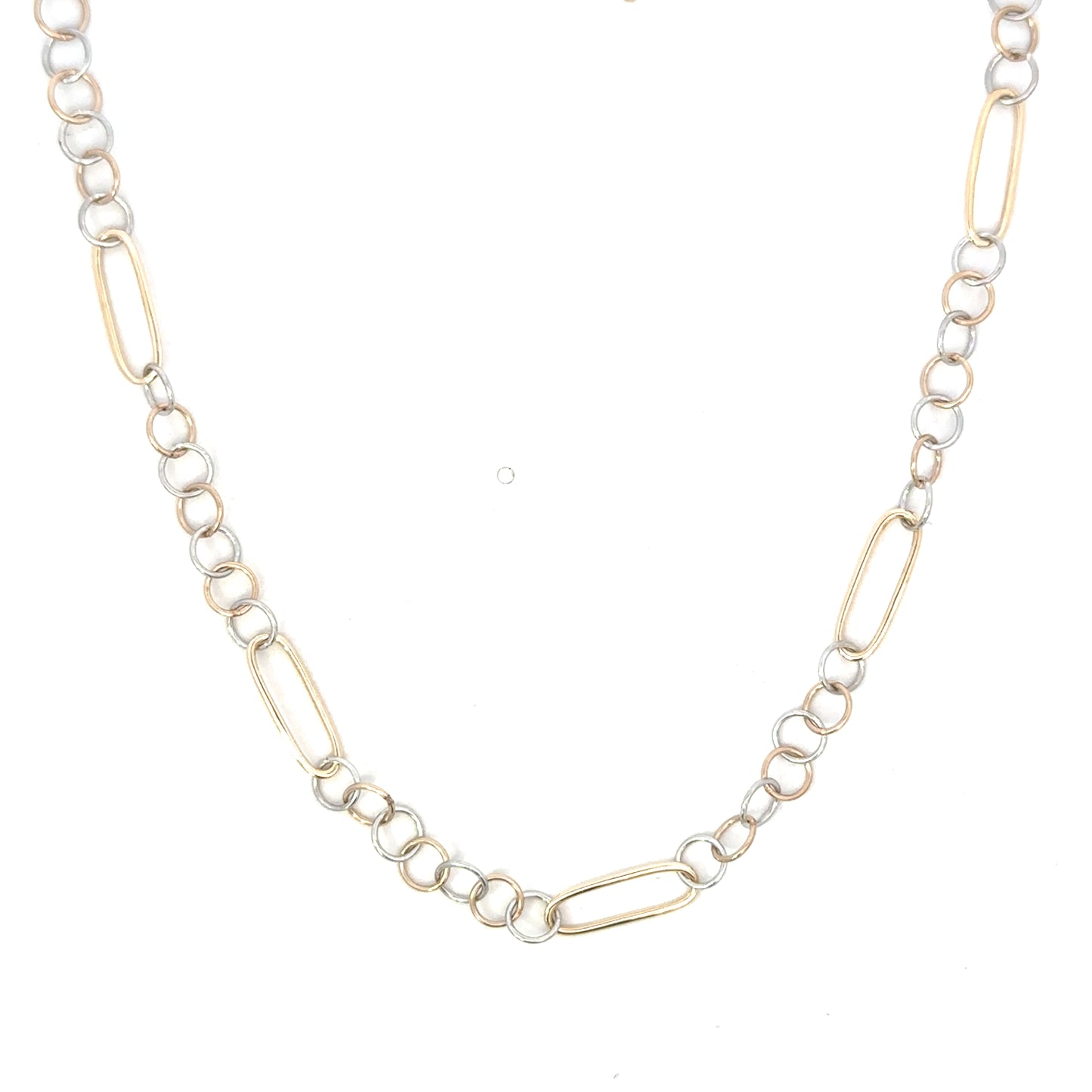 Yellow Gold and Sterling Oval Vintage Link Necklace