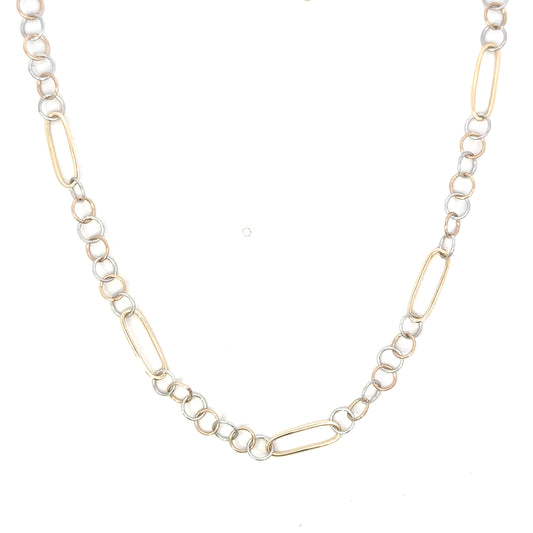 Yellow Gold and Sterling Oval Vintage Link Necklace