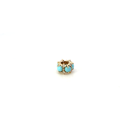 Yellow Gold Turquoise and Diamond Roundel