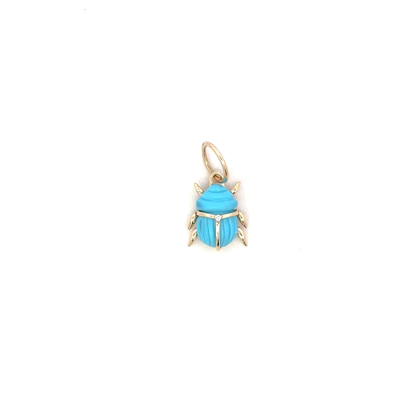 Yellow Gold Small Turquoise Scarab Beetle Pendant