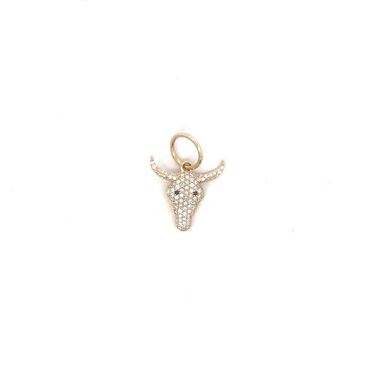 Yellow Gold Pave Diamond Longhorn Pendant