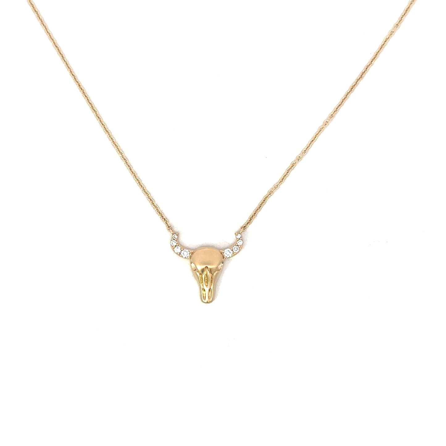 Yellow Gold Brushed Metal Longhorn Necklace