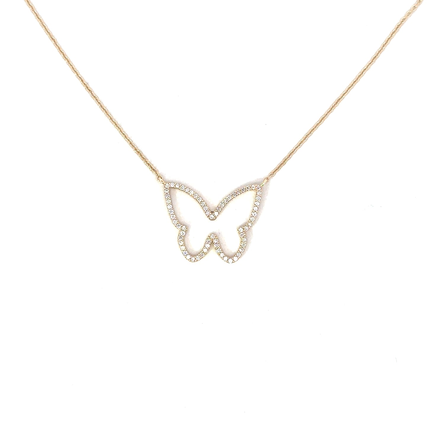 Pave Diamond Open Butterfly Necklace