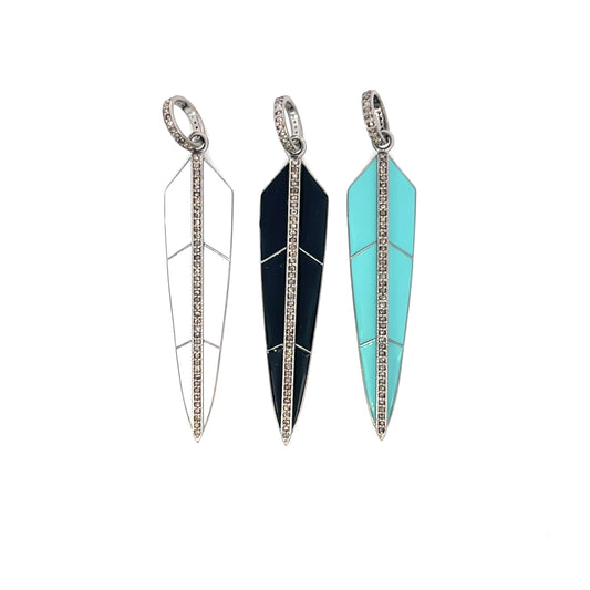 Sterling Enamel Feather Pendant