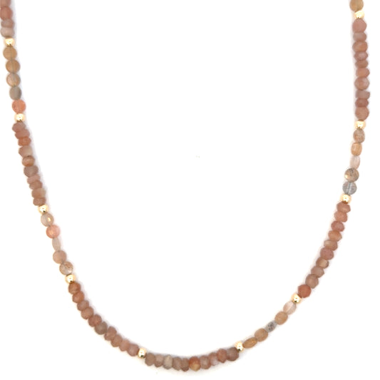 Peach and Gray Ombre Moonstone Necklace with GF Accents