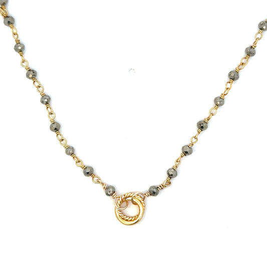 Short Rosary Chain Necklace with Vermeil Circle Accent