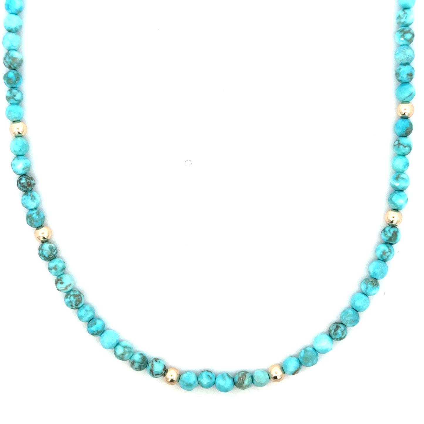 4mm Round Turquoise and GF Bead Necklace