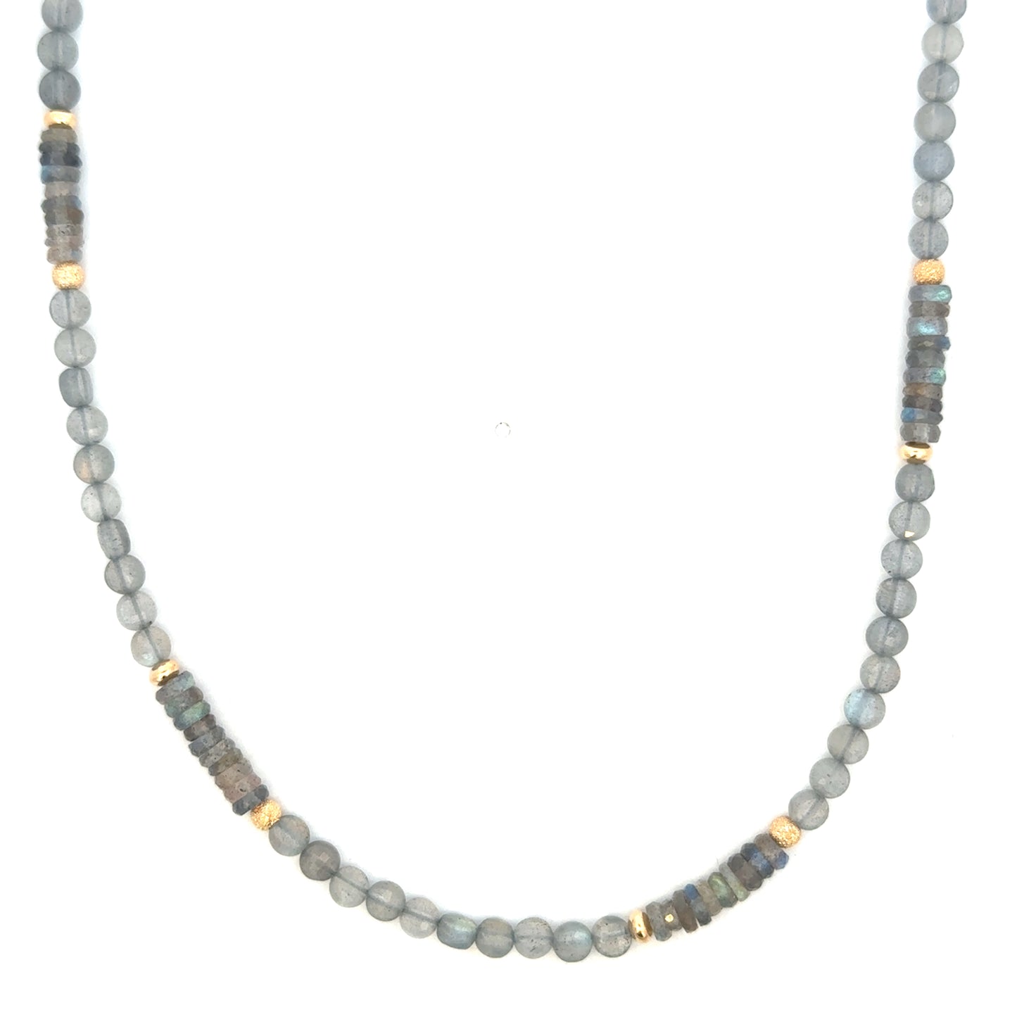 4mm Coin and Roundel Labradorite Necklace with GF Accents