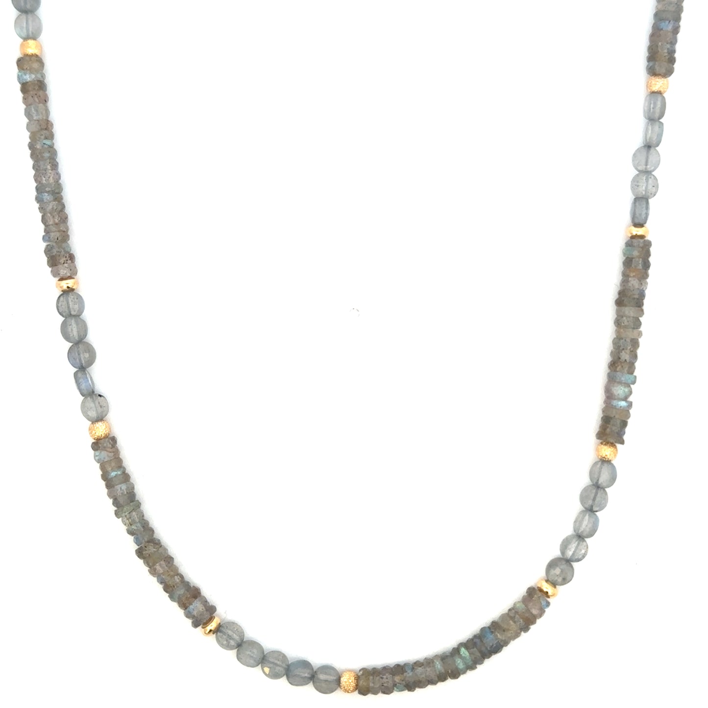 4mm Coin and Roundel Labradorite Necklace with GF Accents