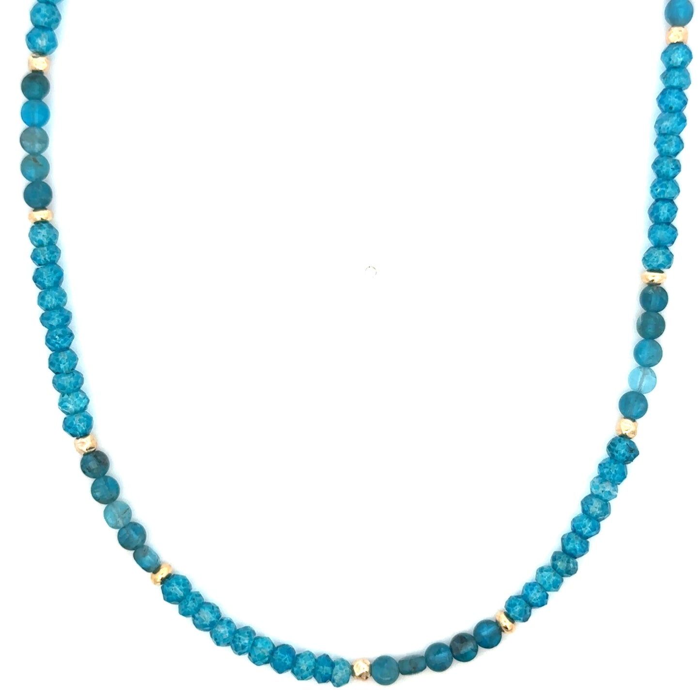 4mm Coin and Roundel Blue Apatite Necklace with GF Accents