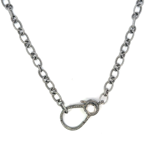 Sterling Silver Chain with Rose Cut Diamond Lobster Clasp