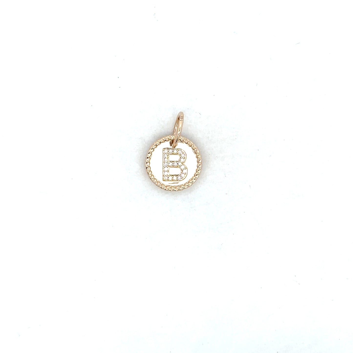 Initial Disc Pendant with Pave Diamond Accents