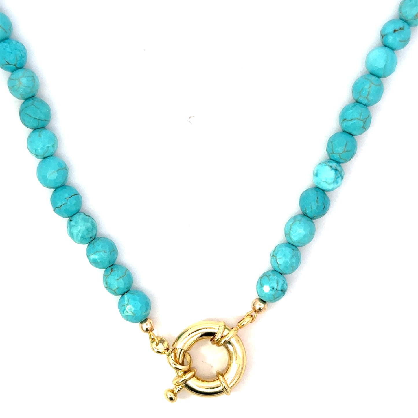 Colored Bead Necklace with Small Mariner Clasp