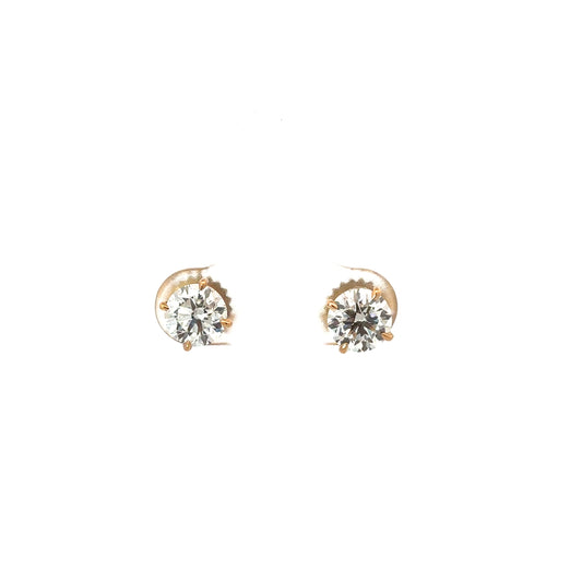 Yellow Gold Lab Grown Prong Set Diamond Studs