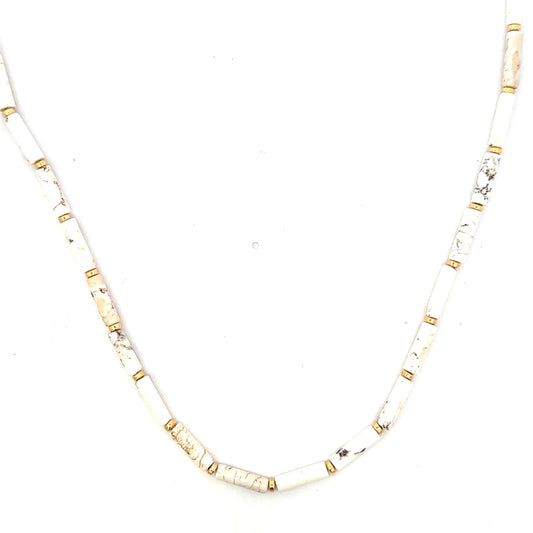 Pencil Cut White Turquoise Necklace with GF Accent Beads