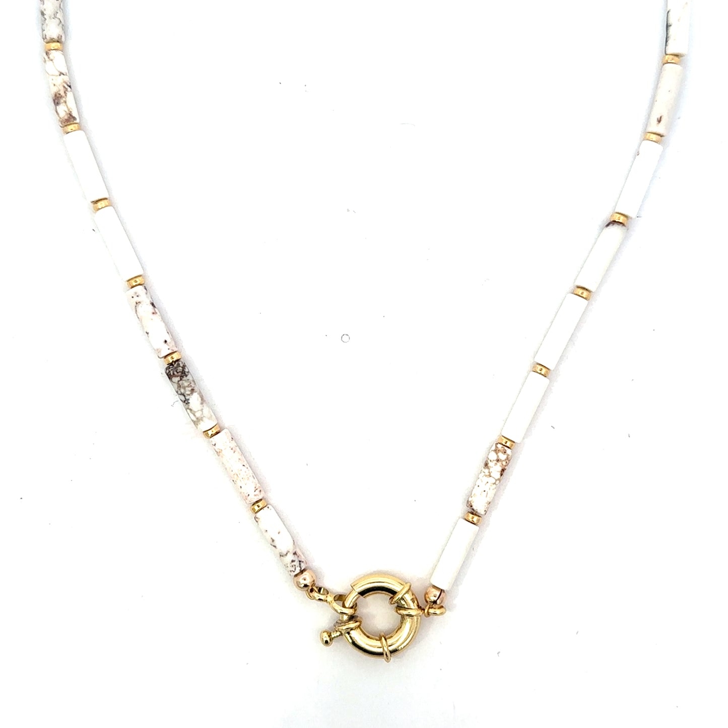 Pencil Cut White Turquoise Mariner Necklace