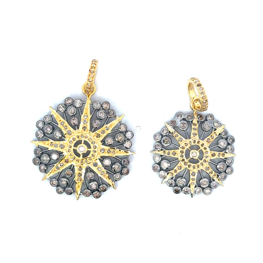 Gold Vermeil and Sterling Silver Diamond Starburst Pendant