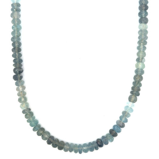 6mm Faceted Moss Aquamarine Necklace