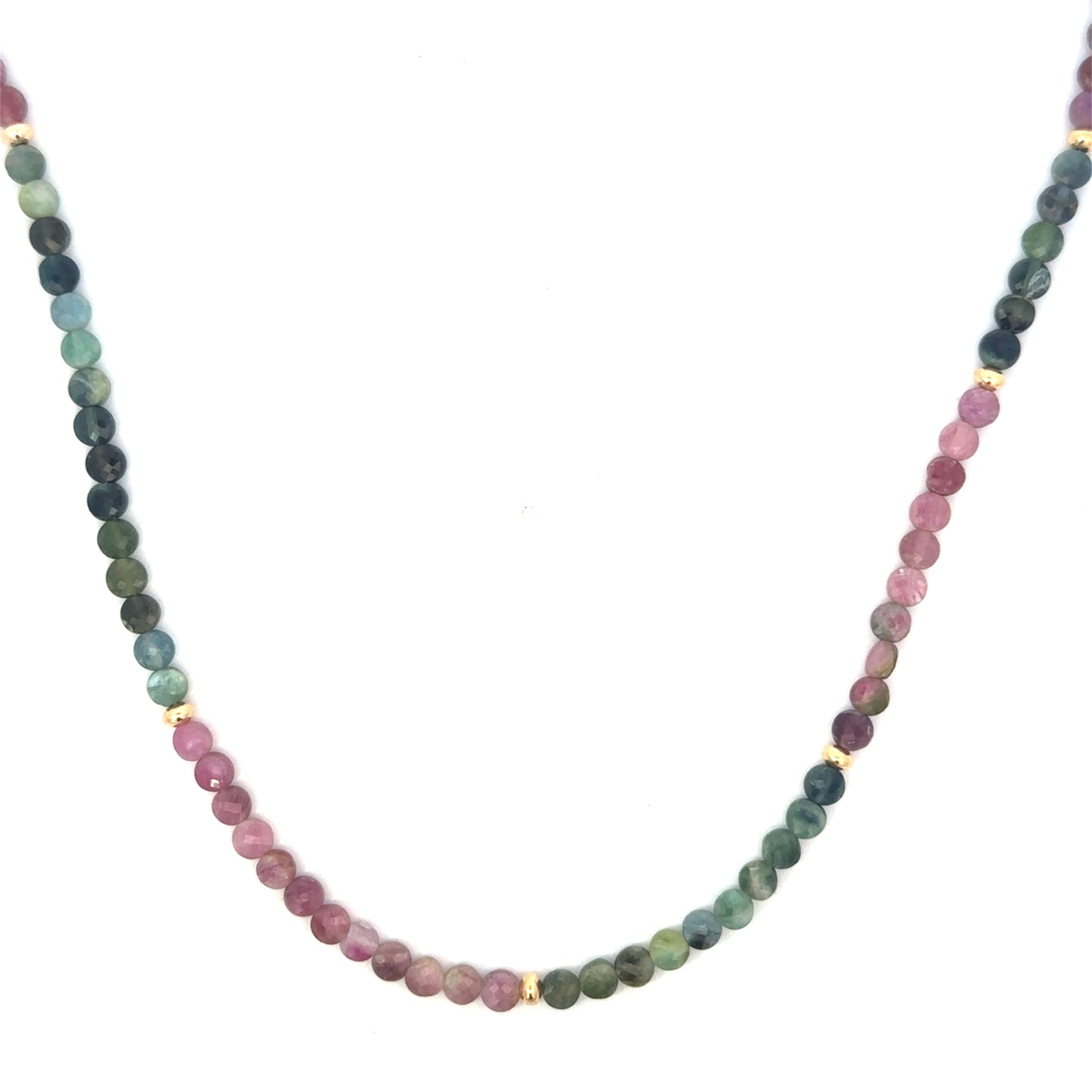 Coin Shaped Watermelon Tourmaline Necklace with GF Accents