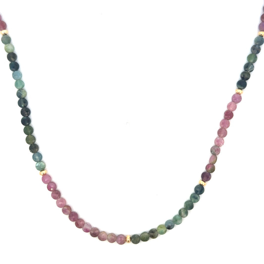 Coin Shaped Watermelon Tourmaline Necklace with GF Accents