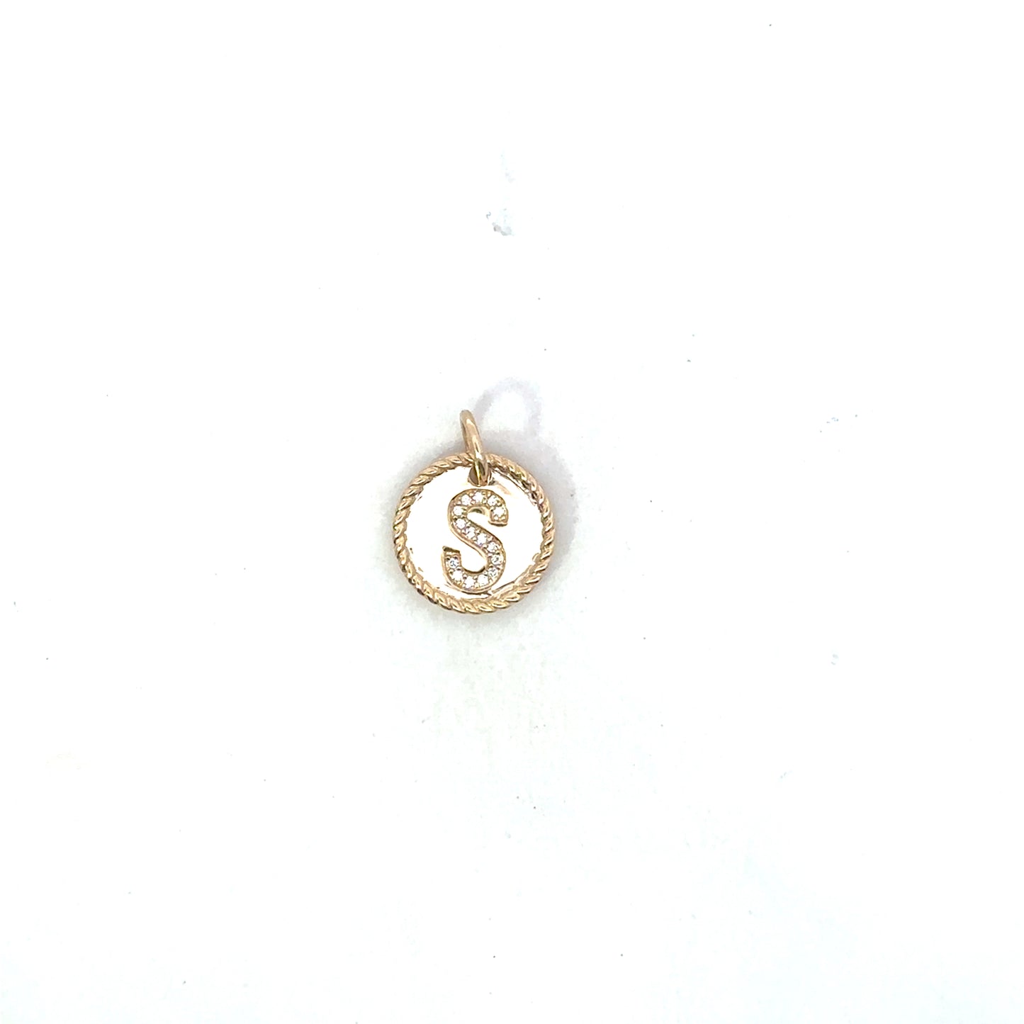 Initial Disc Pendant with Pave Diamond Accents