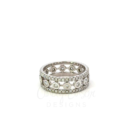 Diamond Band with Bezeled Diamond Center Row