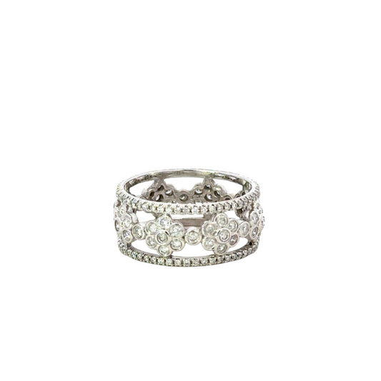 Wide Diamond Flower Band