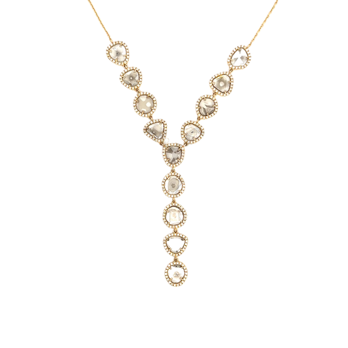 13 Sliced Diamond Y-Drop Necklace